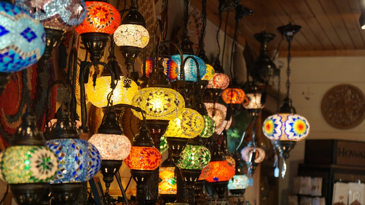 a room filled with lots of different colored lamps