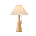 Lampe de table LED en bois et tissu plissé – style japonais
