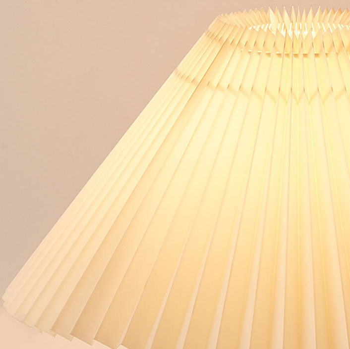 Lampe de table LED en bois et tissu plissé – style japonais