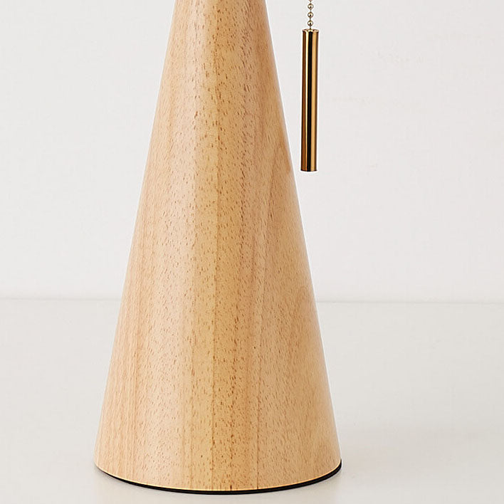 Lampe de table LED en bois et tissu plissé – style japonais