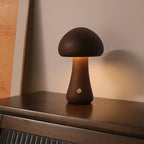 Lampe de table champignon en bois vintage