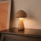Lampe de table champignon en bois vintage