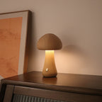 Lampe de table champignon en bois vintage
