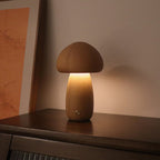 Lampe de table champignon en bois vintage