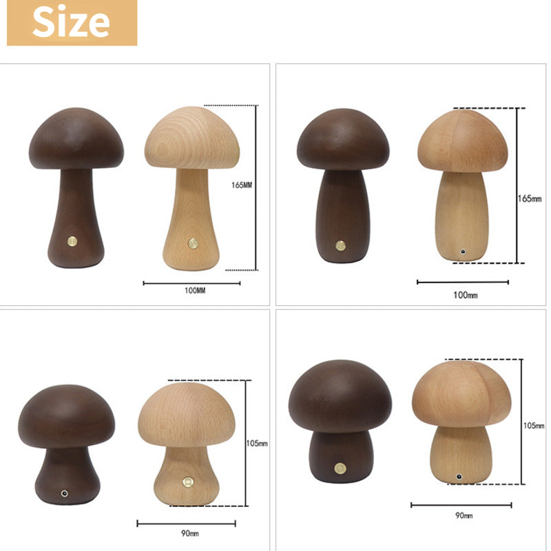 Lampe de table champignon en bois vintage