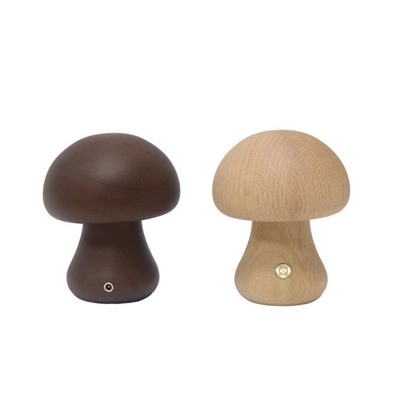 Lampe de table champignon en bois vintage