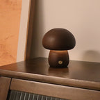 Lampe de table champignon en bois vintage