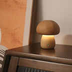 Lampe de table champignon en bois vintage