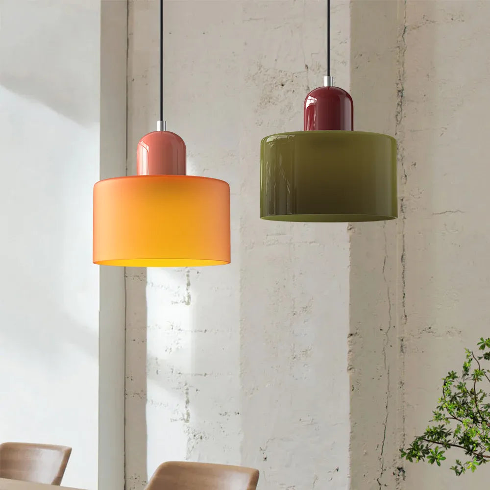 Suspension ronde en verre style Bauhaus