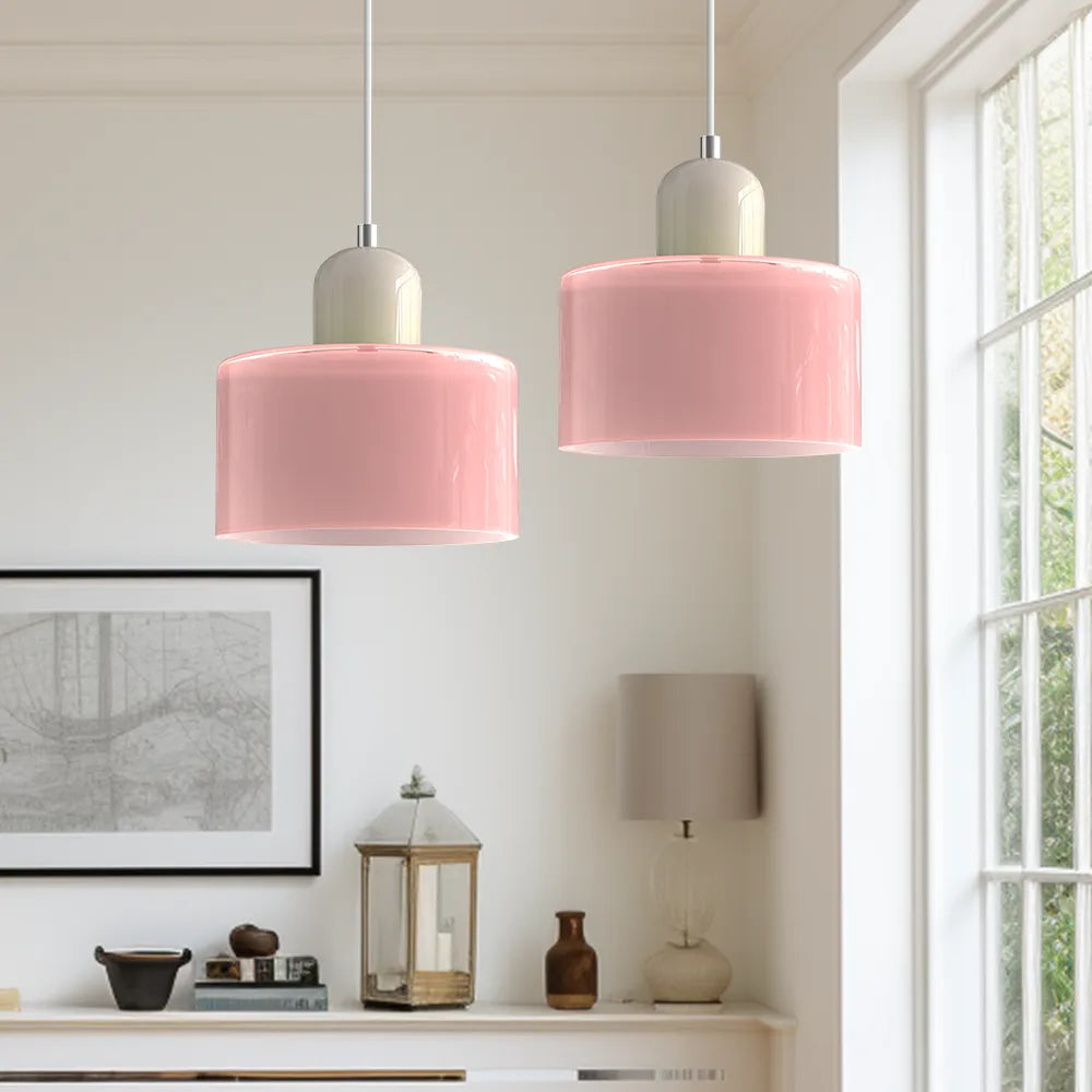 Suspension ronde en verre style Bauhaus