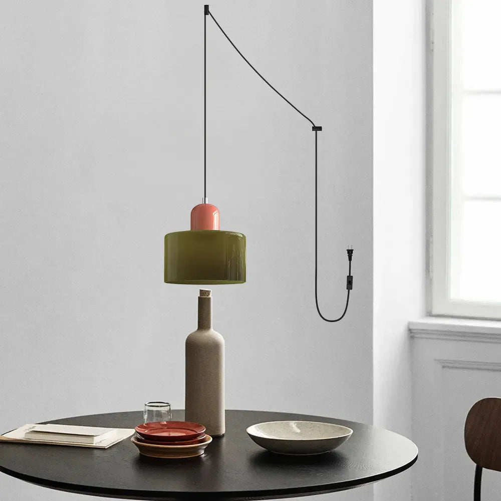 Suspension ronde en verre style Bauhaus