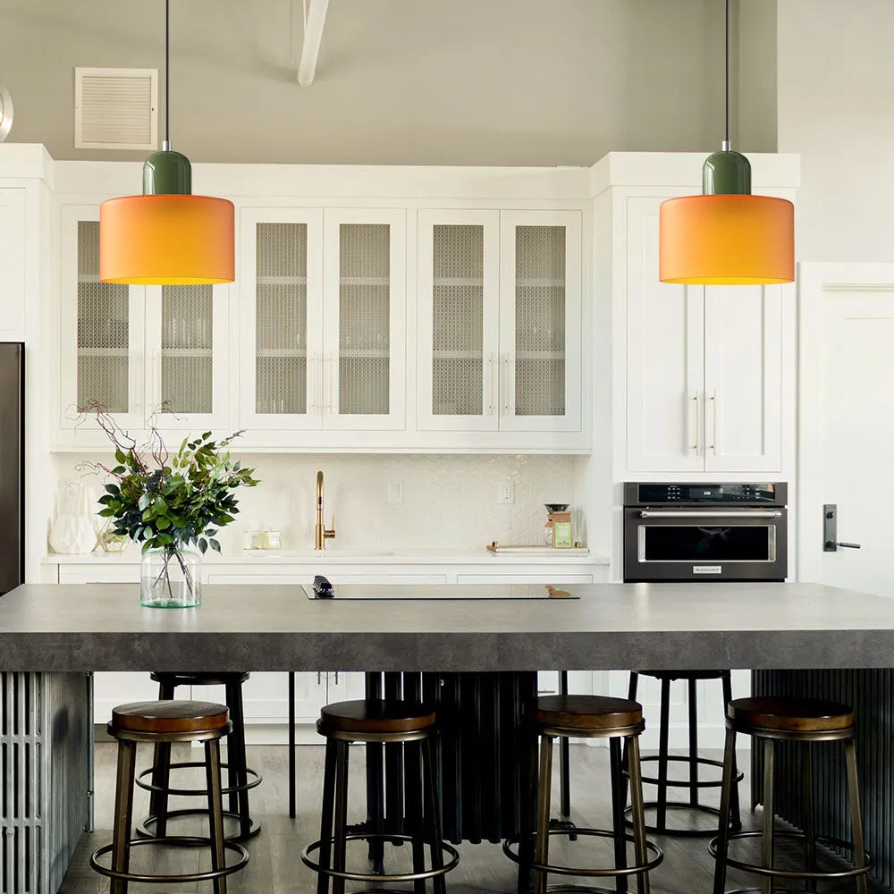 Suspension ronde en verre style Bauhaus