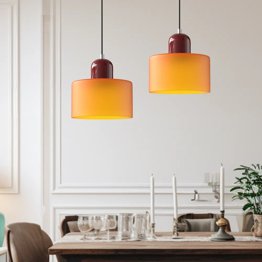Suspension ronde en verre style Bauhaus