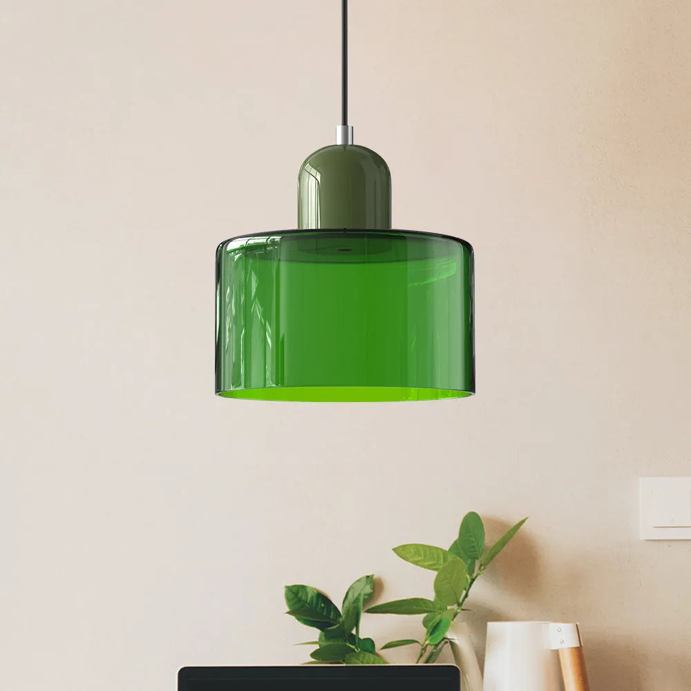 Suspension ronde en verre style Bauhaus