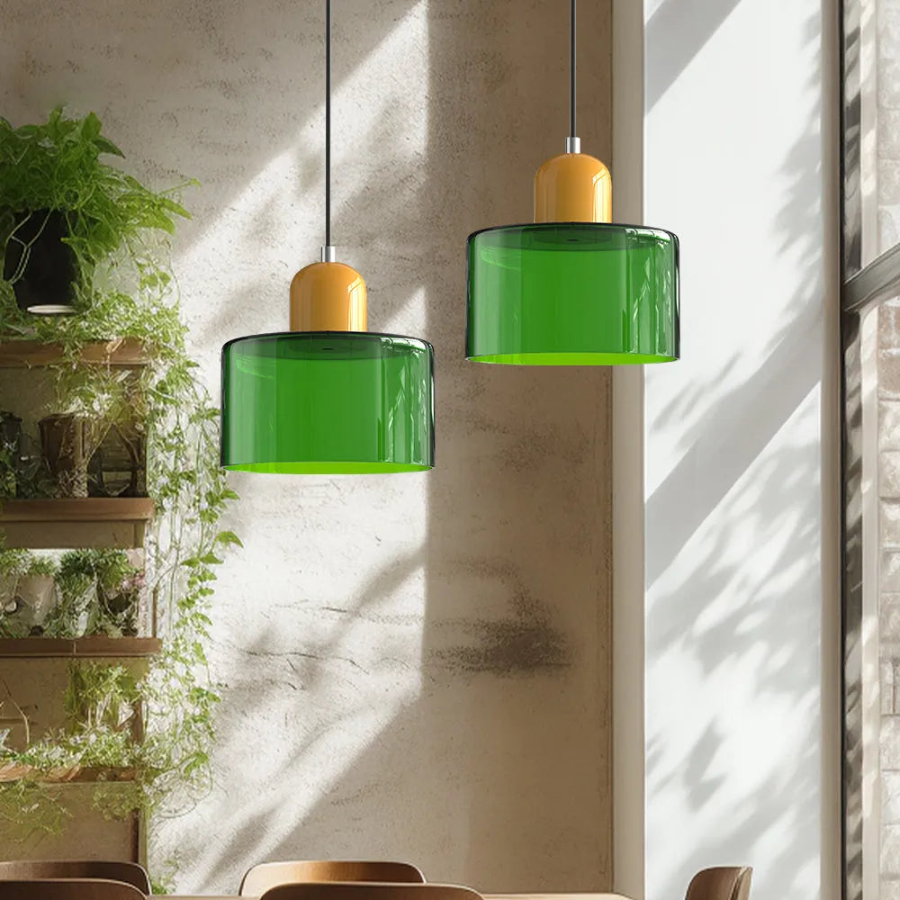 Suspension ronde en verre style Bauhaus