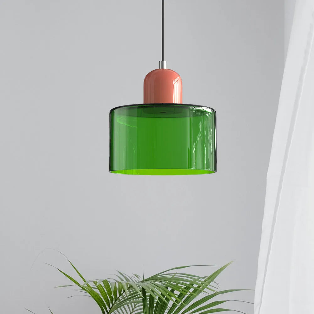 Suspension ronde en verre style Bauhaus