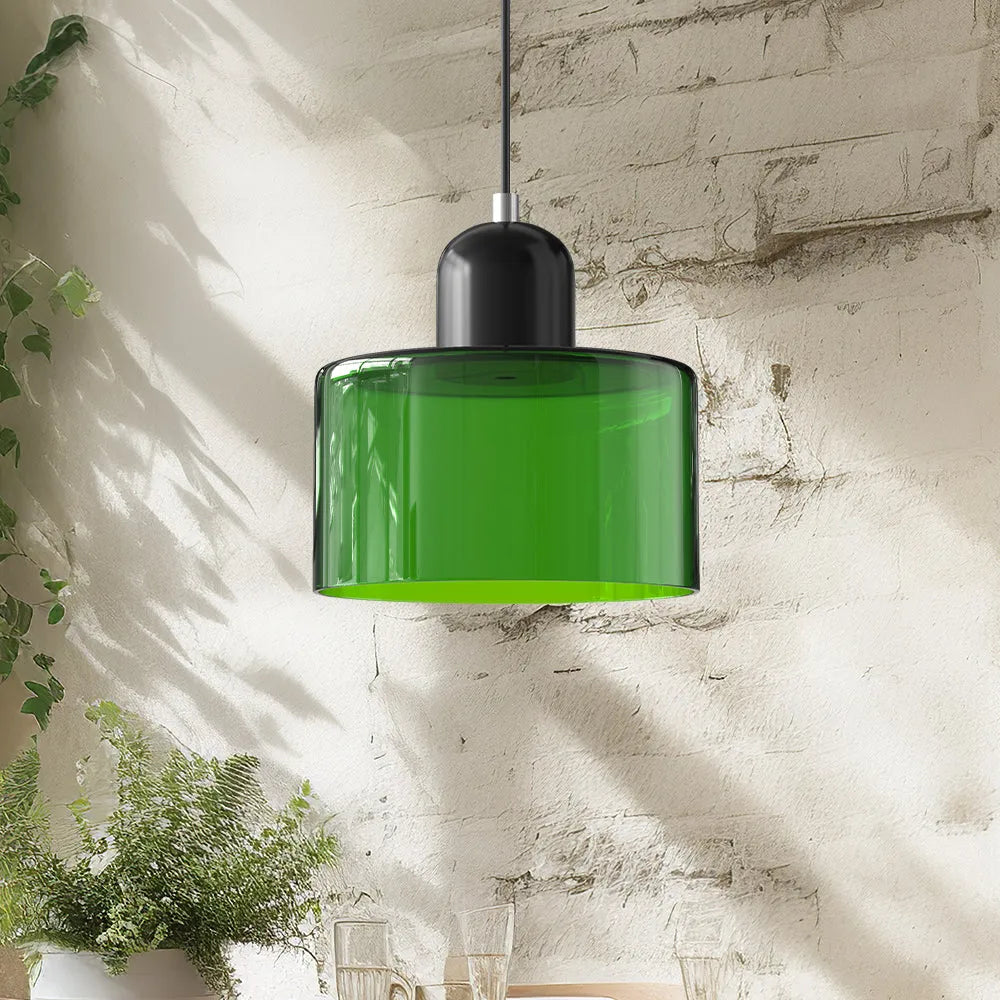 Suspension ronde en verre style Bauhaus