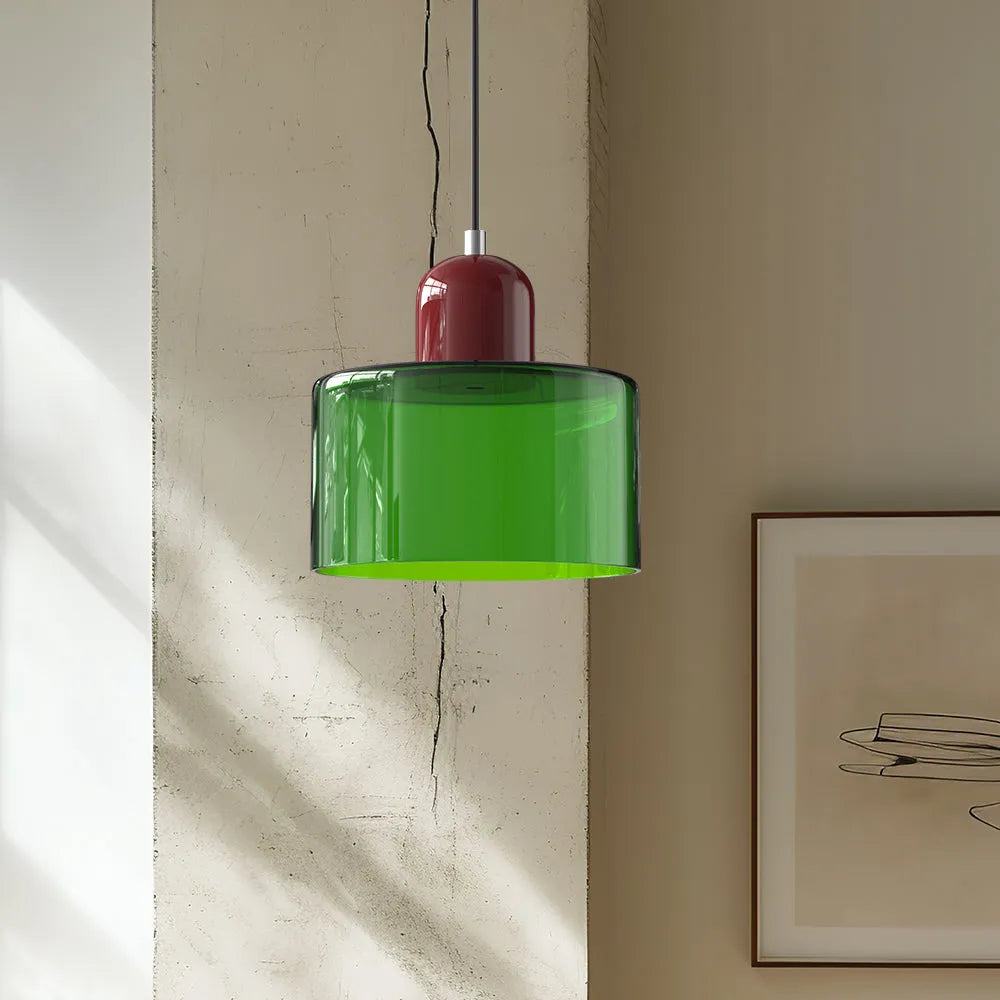Suspension ronde en verre style Bauhaus