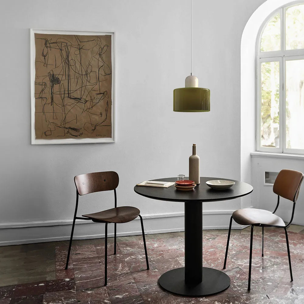Suspension ronde en verre style Bauhaus