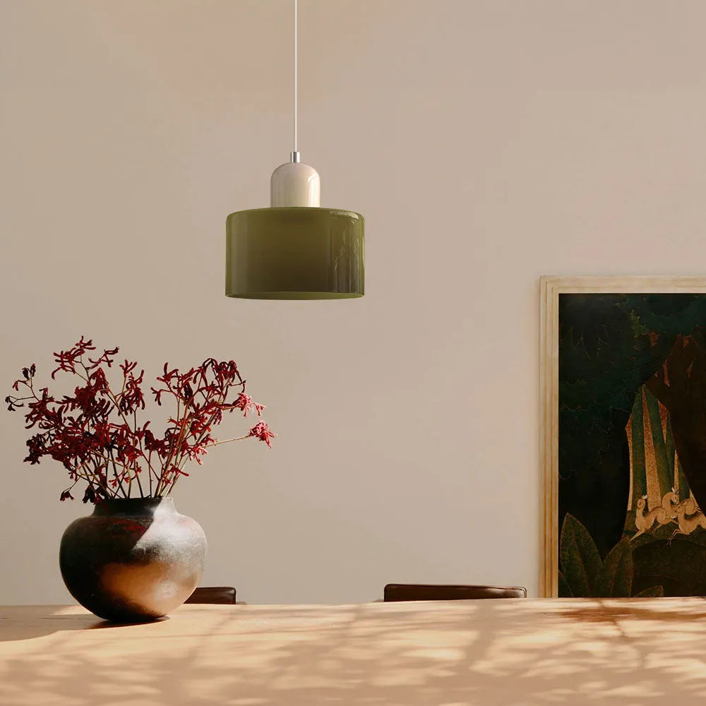 Suspension ronde en verre style Bauhaus