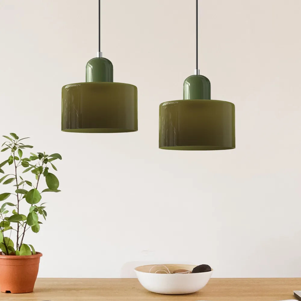 Suspension ronde en verre style Bauhaus