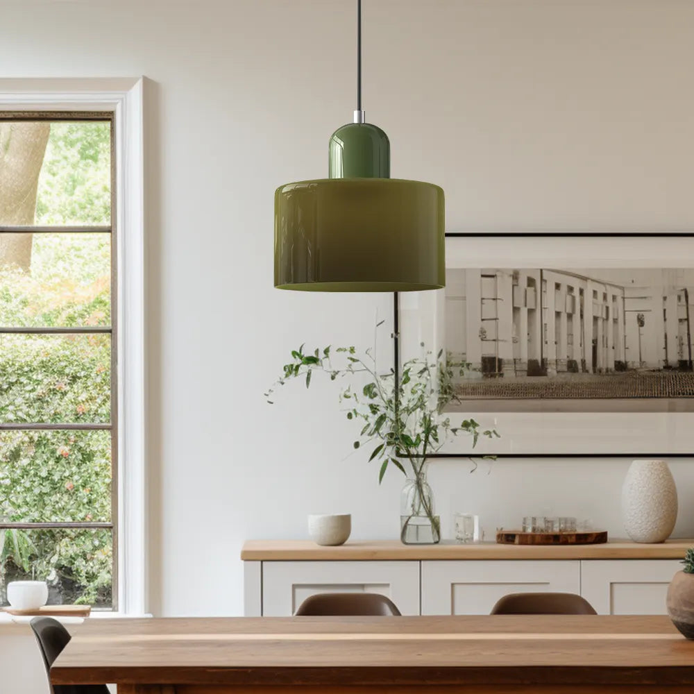 Suspension ronde en verre style Bauhaus