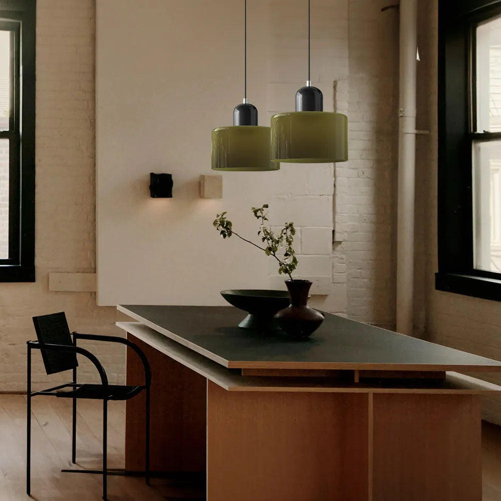 Suspension ronde en verre style Bauhaus