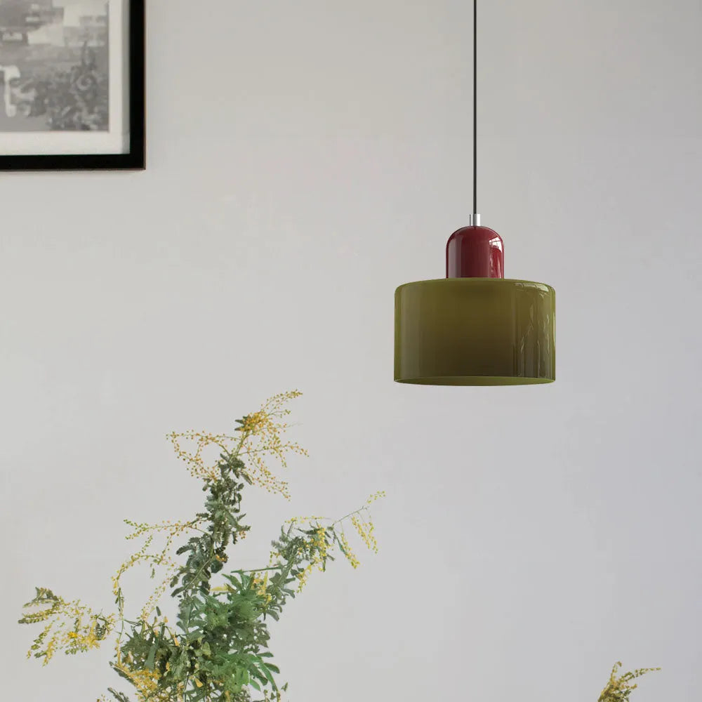 Suspension ronde en verre style Bauhaus