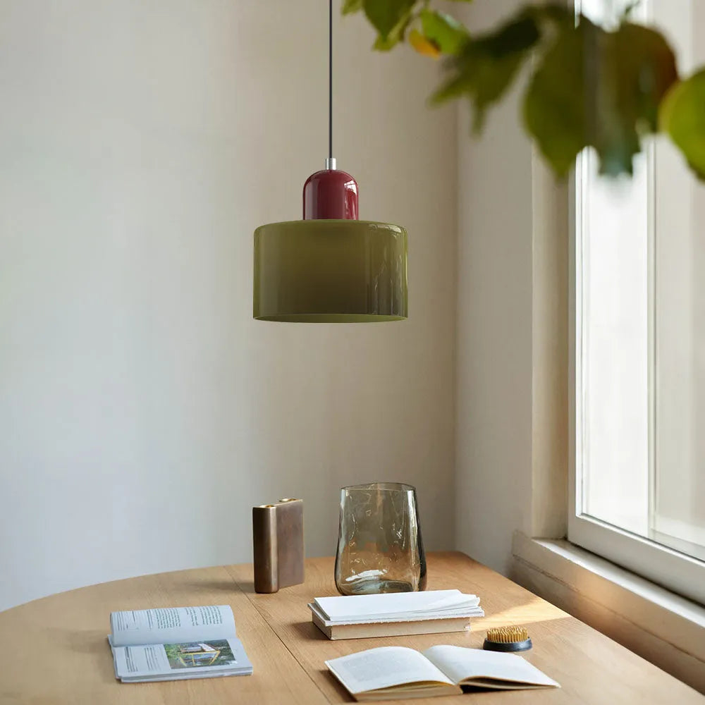 Suspension ronde en verre style Bauhaus