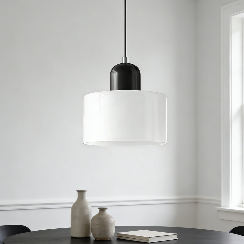Suspension ronde en verre style Bauhaus