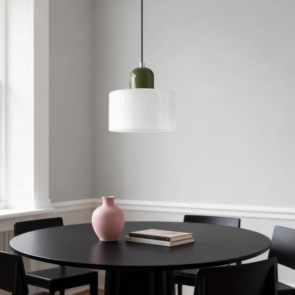 Suspension ronde en verre style Bauhaus