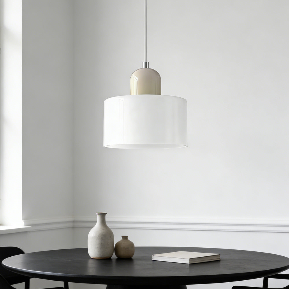 Suspension ronde en verre style Bauhaus