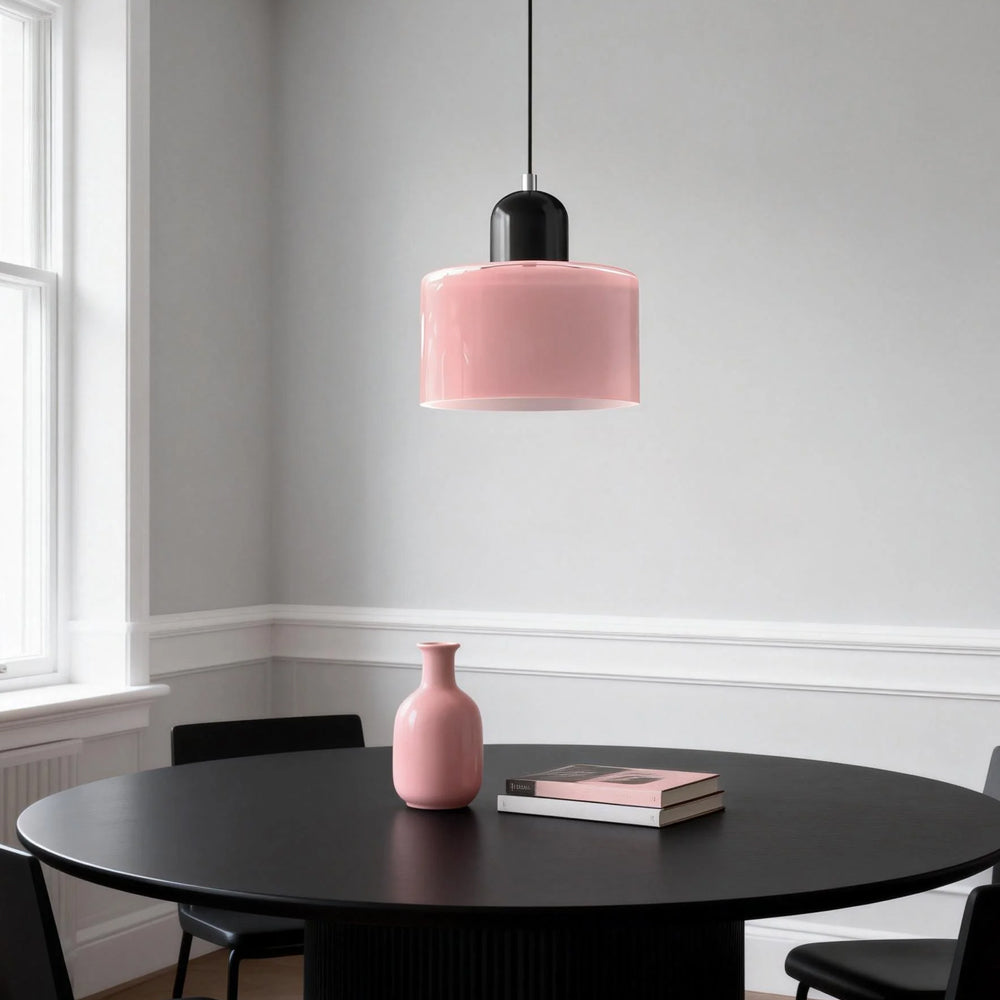Suspension ronde en verre style Bauhaus