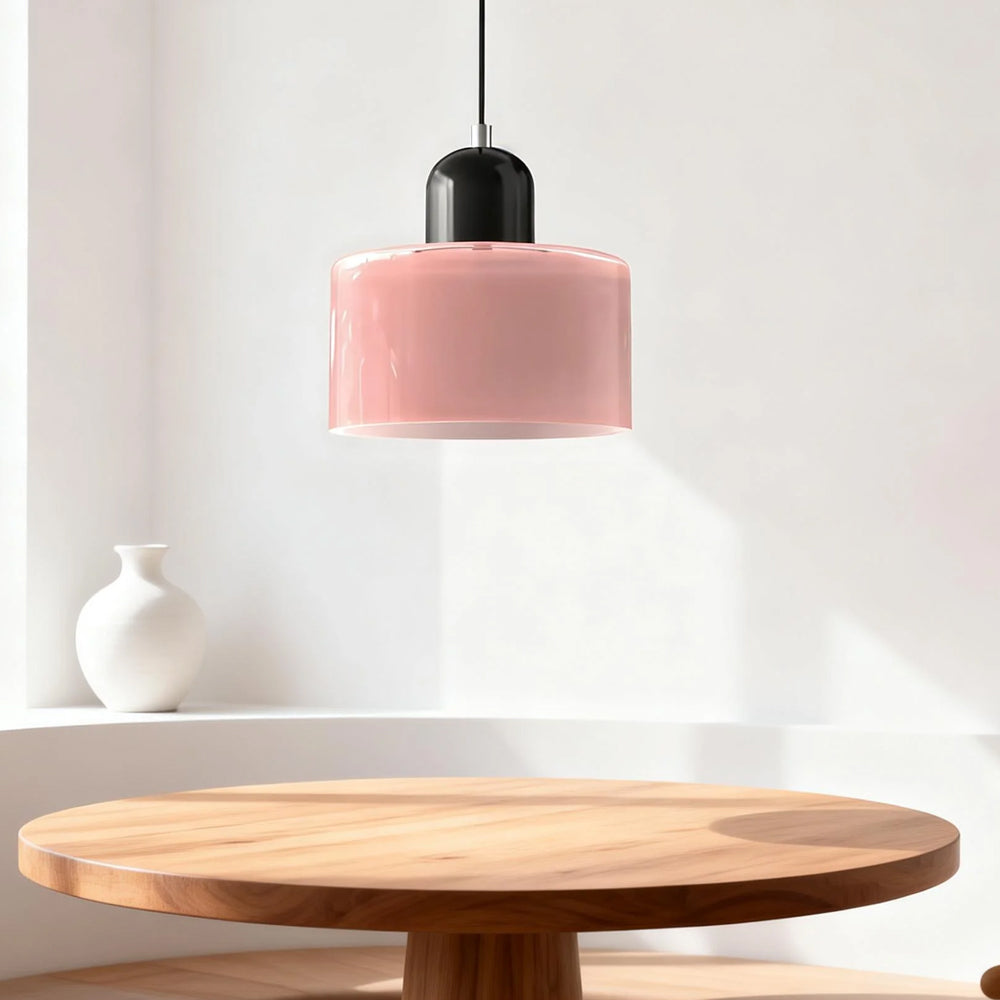 Suspension ronde en verre style Bauhaus