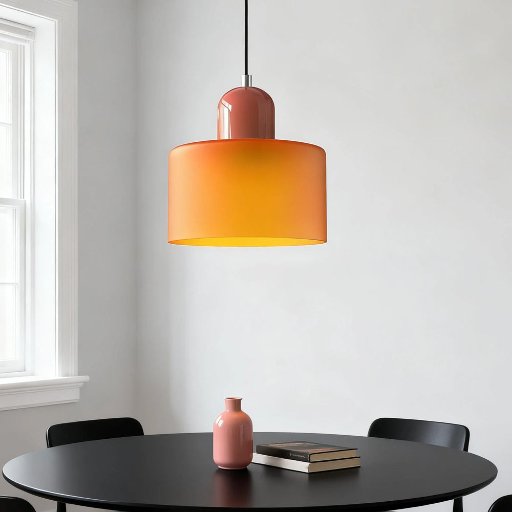 Suspension ronde en verre style Bauhaus