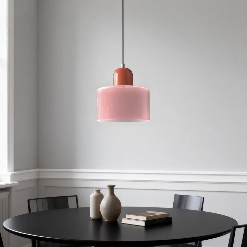 Suspension ronde en verre style Bauhaus