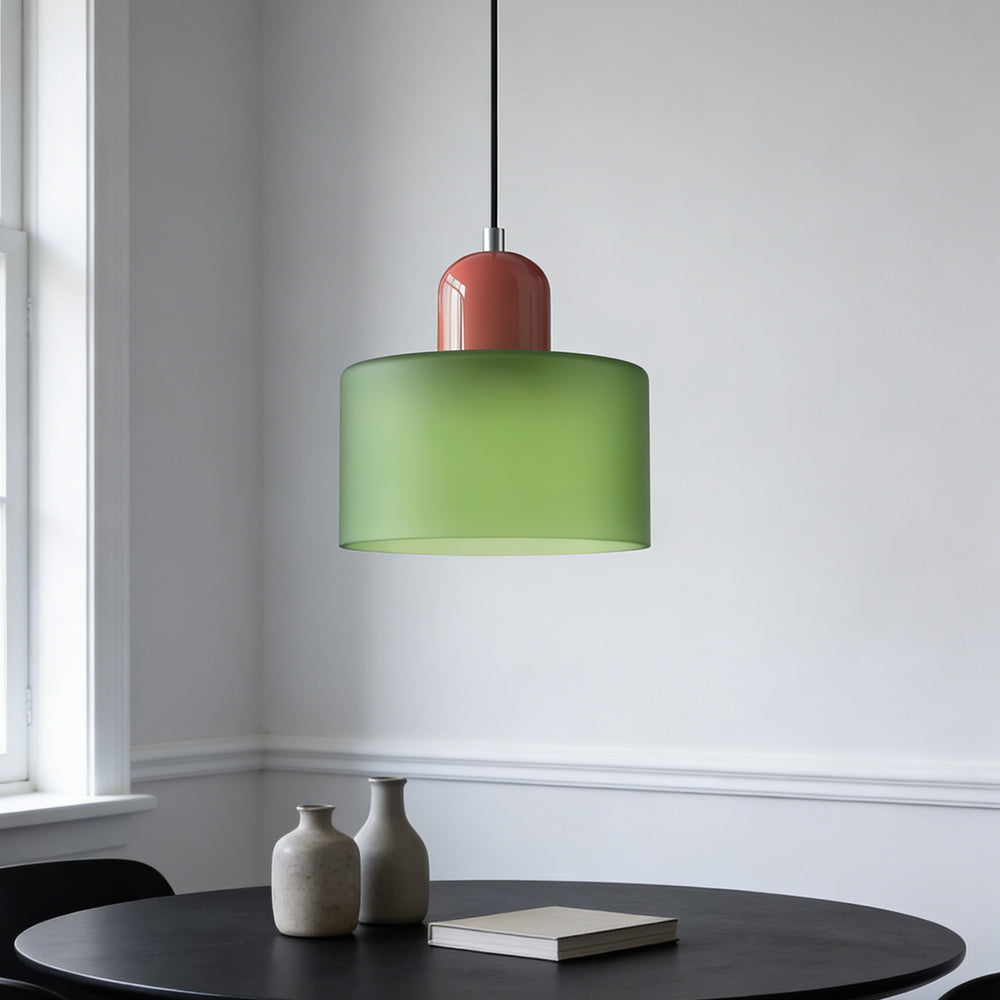 Suspension ronde en verre style Bauhaus