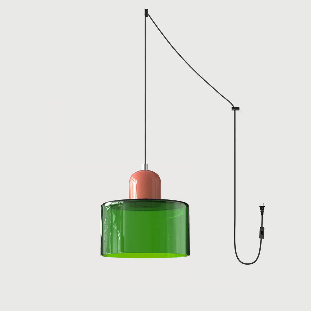 Suspension ronde en verre style Bauhaus