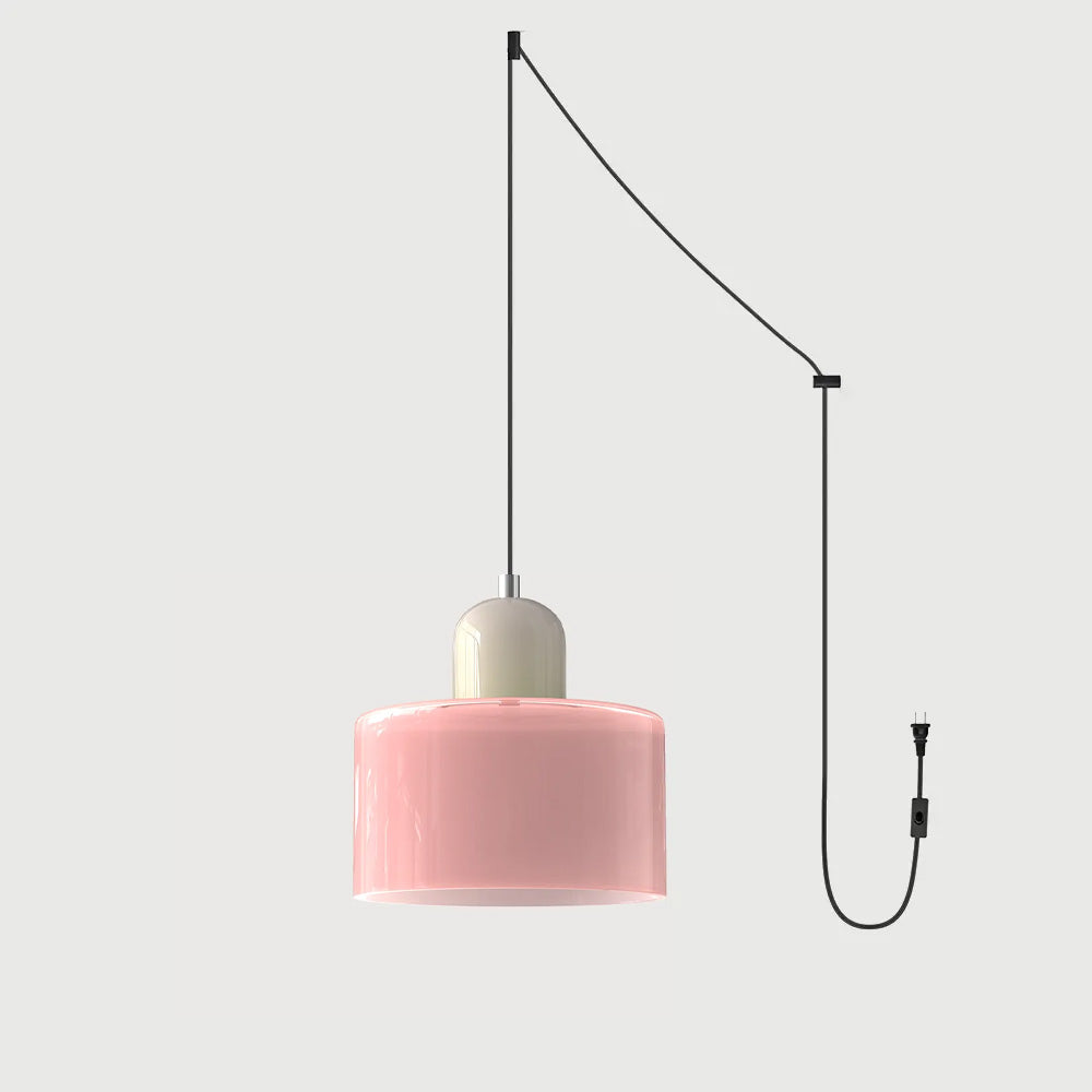 Suspension ronde en verre style Bauhaus