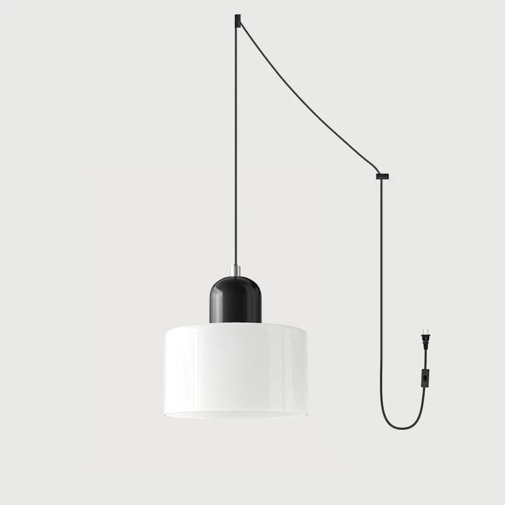 Suspension ronde en verre style Bauhaus