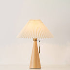 Lampe de table LED en bois et tissu plissé – style japonais