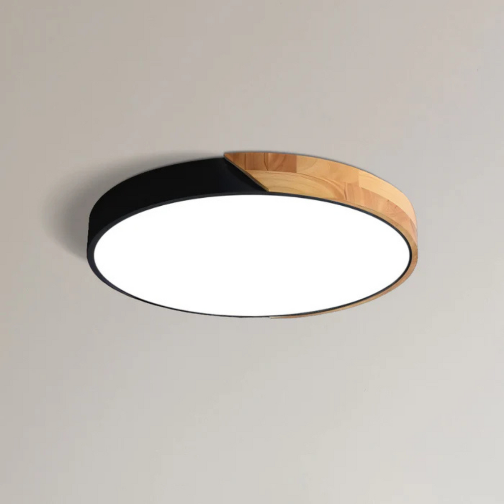 Plafonnier LED en bois scandinave encastré