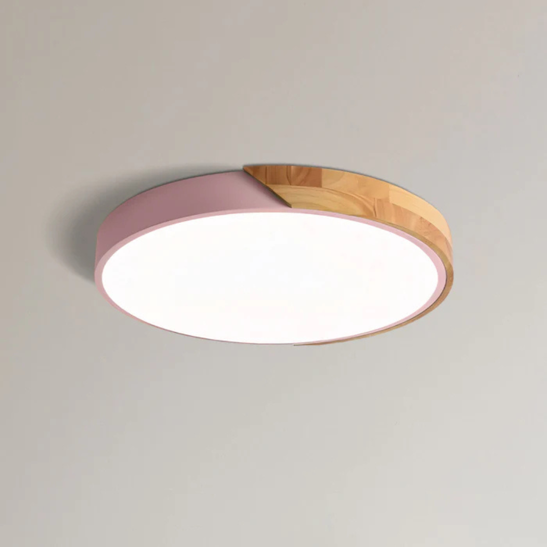 Plafonnier LED en bois scandinave encastré
