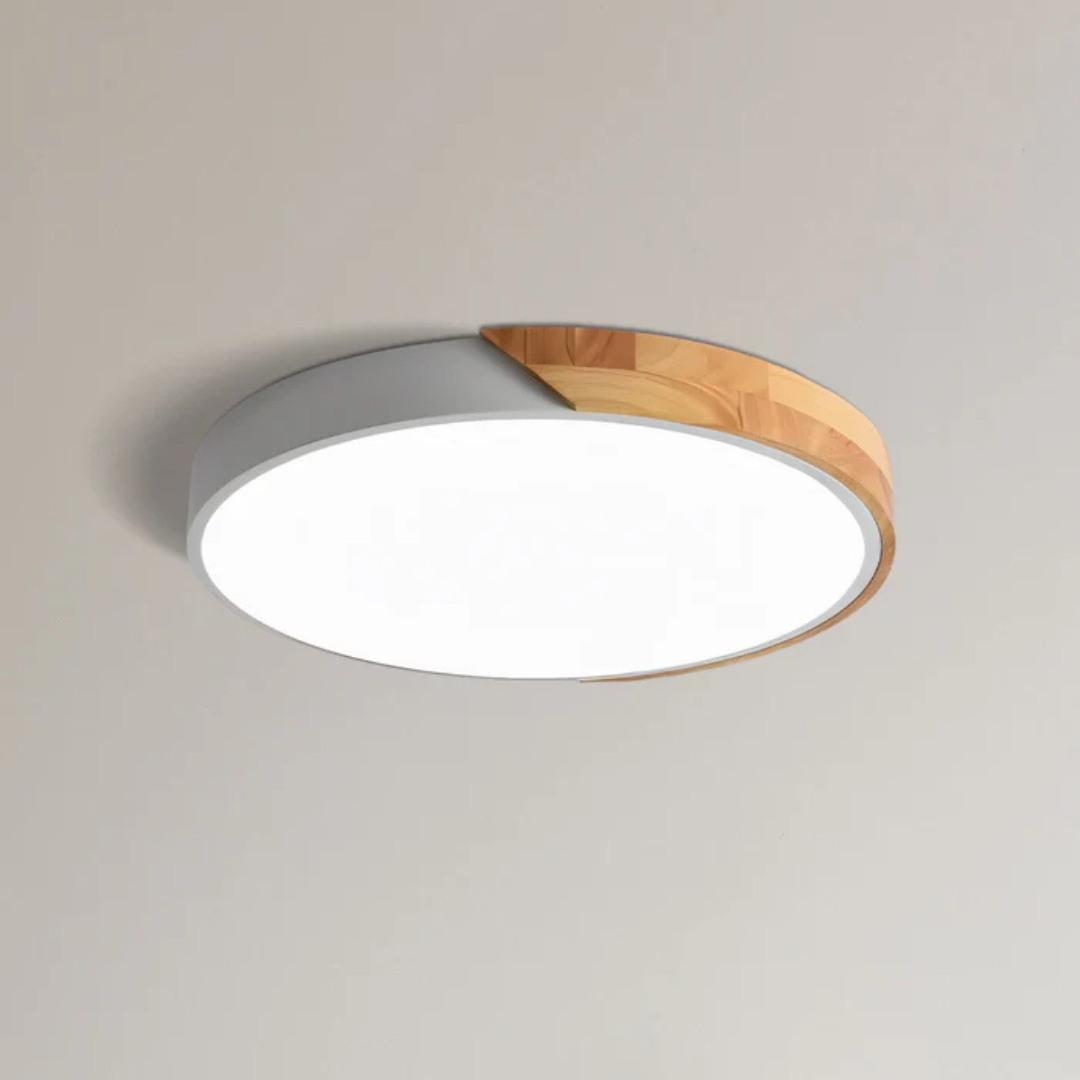 Plafonnier LED en bois scandinave encastré