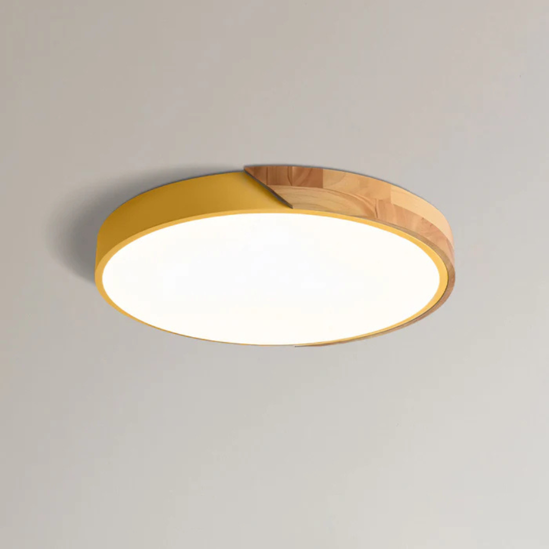 Plafonnier LED en bois scandinave encastré