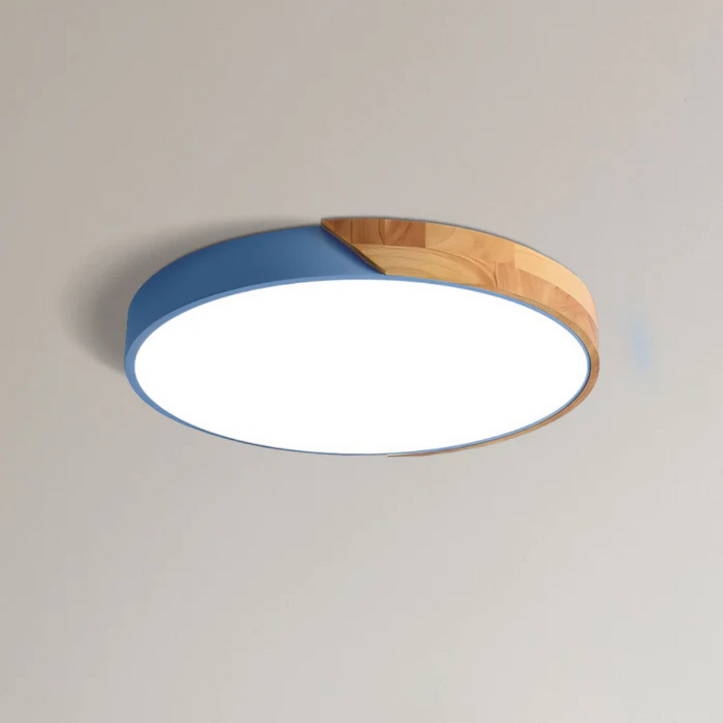 Plafonnier LED en bois scandinave encastré