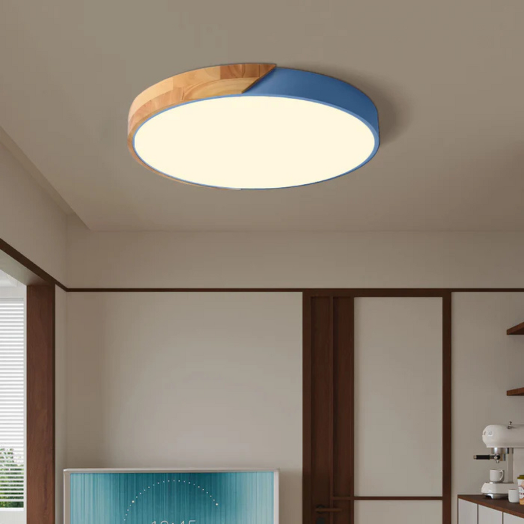 Plafonnier LED en bois scandinave encastré