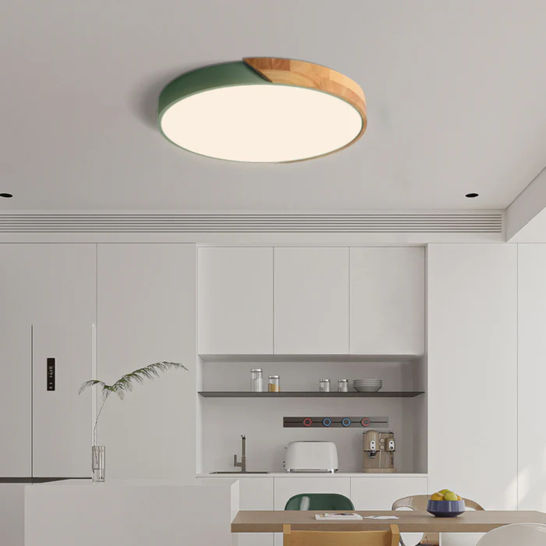 Plafonnier LED en bois scandinave encastré