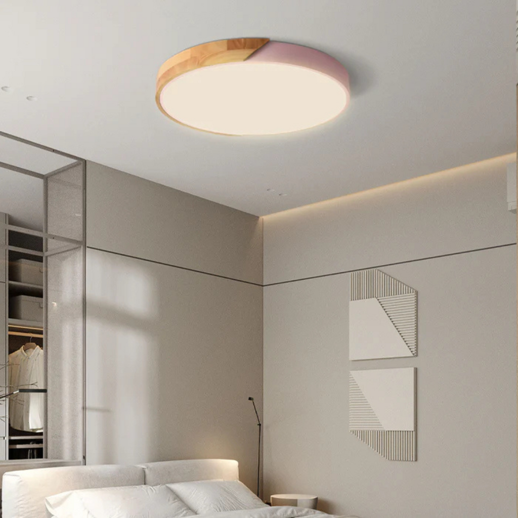 Plafonnier LED en bois scandinave encastré