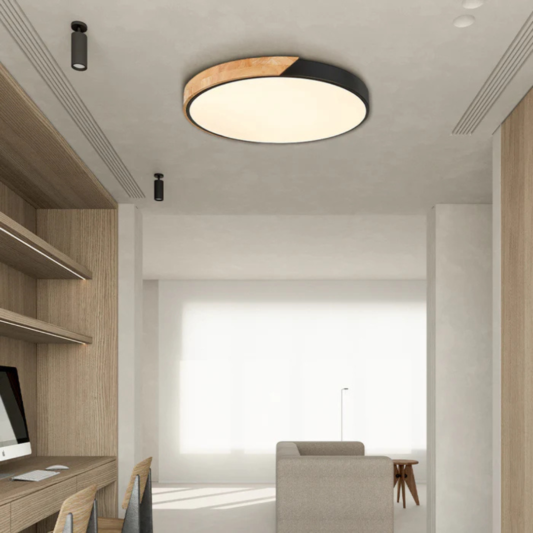Plafonnier LED en bois scandinave encastré